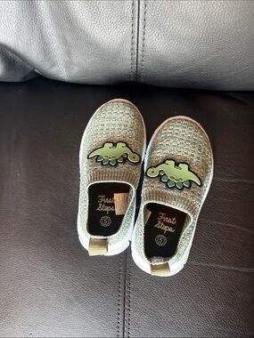 Part of 2/$15 First Steps Toddler Green Slip-On Shoes with Dino Accent Toddler 5